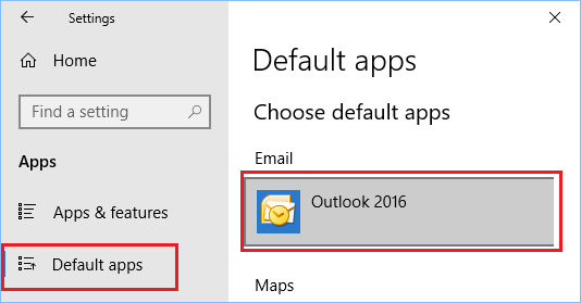 Выберите почтовый клиент по умолчанию в Windows 10