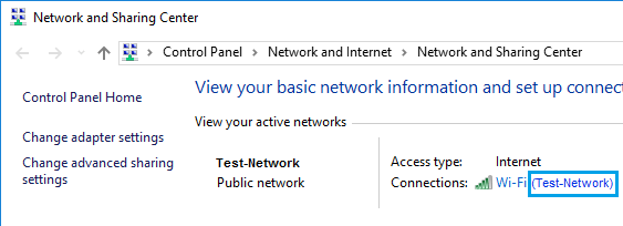 Экран Центра управления сетями и общим доступом в Windows 10