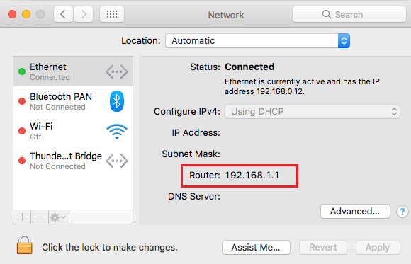 IP-адрес маршрутизатора на Mac