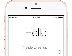 Экран приветствия iPhone со слайдом для настройки