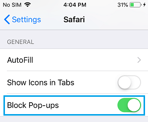 Блокировать всплывающие окна в браузере Safari на iPhone