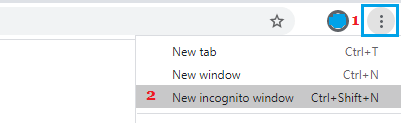 Открыть новое окно в режиме инкогнито в браузере Chrome