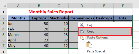 Копировать выделение в Excel