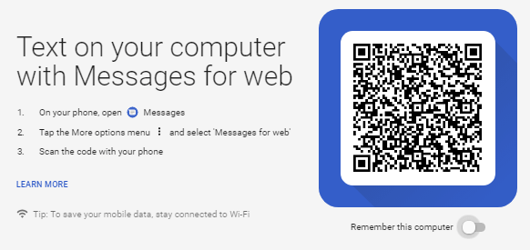 QR-код веб-интерфейса сообщений Android