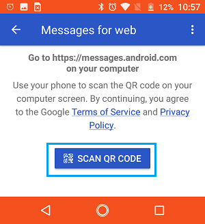 Кнопка сканирования QR-кода на телефоне Android