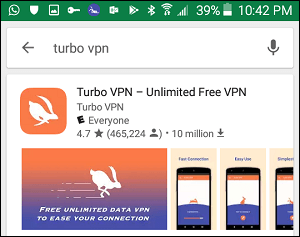 Приложение Turbo VPN в магазине Google Play