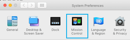 Вкладка Mission Control на экране системных настроек на Mac