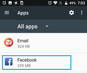 Facebook на экране всех приложений Android