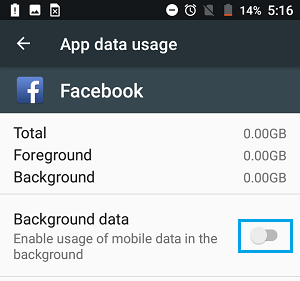 Отключить фоновое использование данных Facebook на телефоне Android