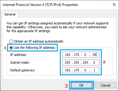 Изменить адрес IPV4 на ПК с Windows