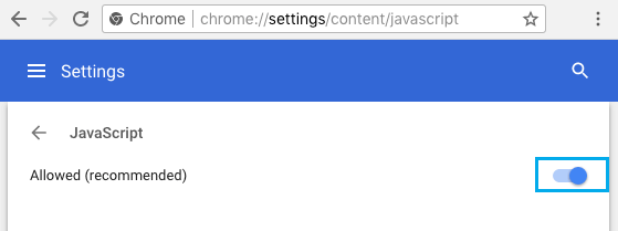 Включить JavaScript в браузере Chrome