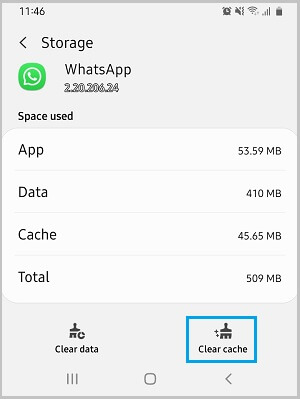 Очистить кеш WhatsApp на телефоне Android