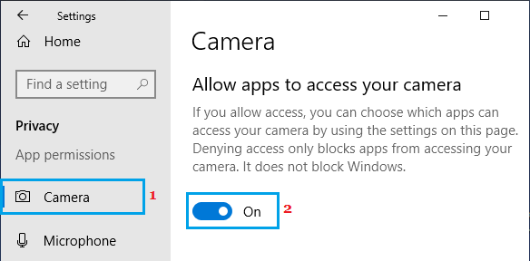 Разрешить приложениям доступ к камере в Windows 