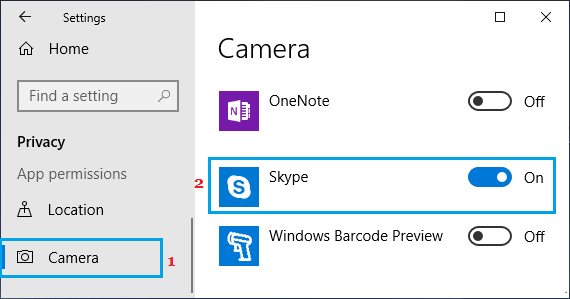 Разрешить Skype доступ к камере Windows