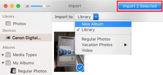 Импортировать фотографии в новый альбом на Mac