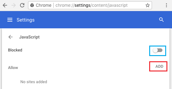 Включение JavaScript для определенных веб-сайтов в браузере Chrome