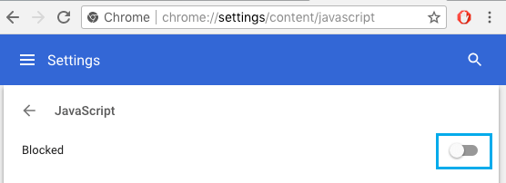 JavaScript отключен в браузере Chrome