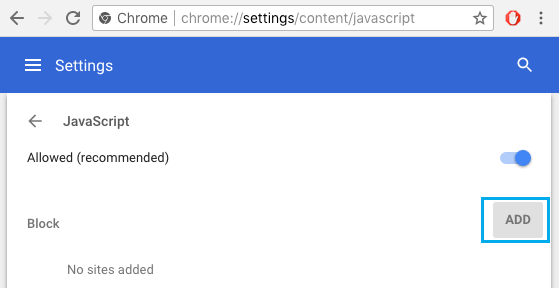 Отключить JavaScript для определенных сайтов в Chrome