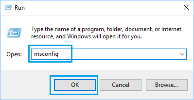 Откройте служебную программу msconfig в Windows 10 с помощью команды «Выполнить».
