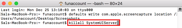 Команда killall SystemUIServer в терминале Mac