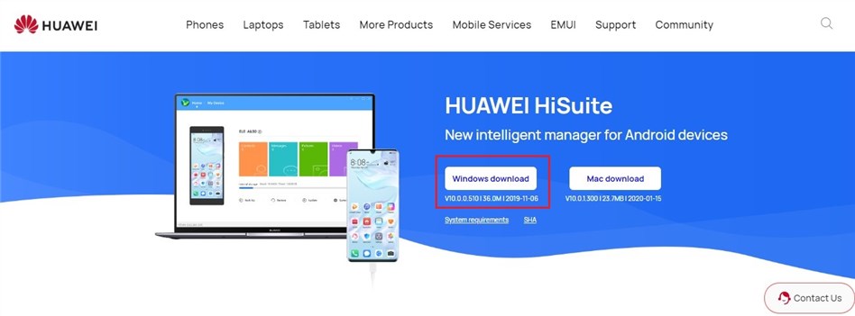 Подключите Huawei к компьютеру через HiSuite - Шаг 1