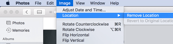 Опция удаления информации о местоположении на Mac