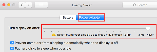 Никогда не позволяйте дисплею Mac спать при подключении к адаптеру питания