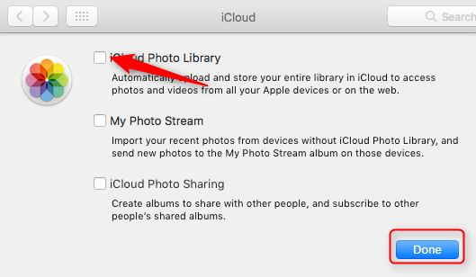 Перенос фотографий из библиотеки фотографий iCloud на Mac через панель настроек iCloud - Шаг 2