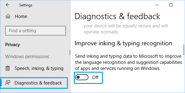 Отключить рукописный ввод и распознавание ввода в Windows 10