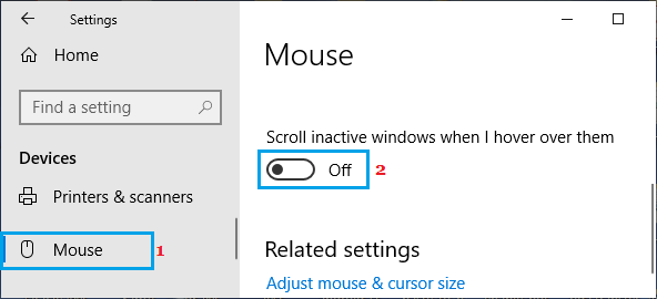Отключить неактивную опцию прокрутки в Windows