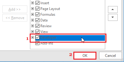 Включить вкладку разработчика в меню ленты Excel