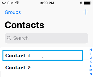 Выберите контакт на iPhone