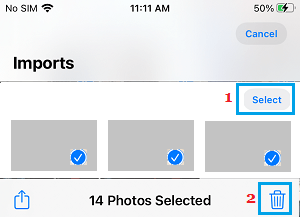 Выберите и удалите импортированные фотографии с iPhone