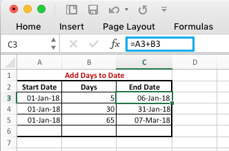 Добавить дни к дате в Excel