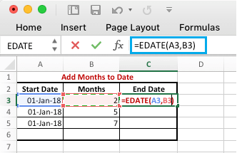 Добавление месяцев к датам в Excel