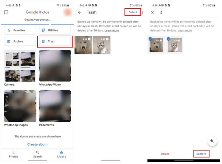 Восстановить удаленные видео на Android из Google Фото