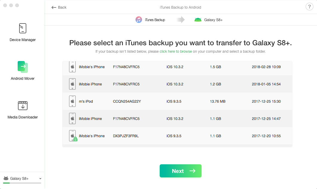 Перенос iTunes Backup на Android с AnyTrans для Android - Шаг 2