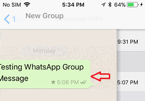 Проведите пальцем влево по групповому сообщению WhatsApp на iPhone