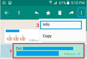 Откройте информацию о сообщениях WhatsApp на телефоне Android