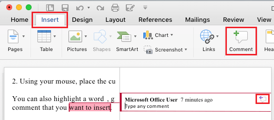 Добавить вариант комментария в Microsoft Word