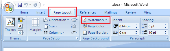 Вкладка «Макет страницы» и параметр «Водяной знак» в Microsoft Word 2010 и 2007