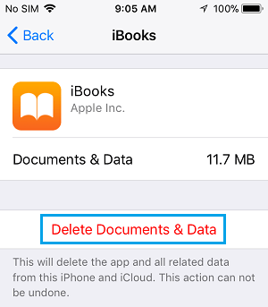 Удалить документы и данные на iPhone