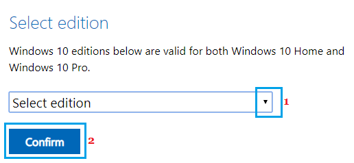 Выберите версию Windows ISO для загрузки