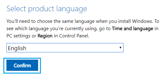 Выберите язык ISO для Windows