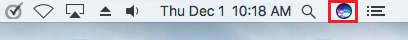 Значок Siri в верхней строке меню на Mac