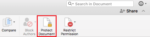 Параметр защиты документа Word на Mac