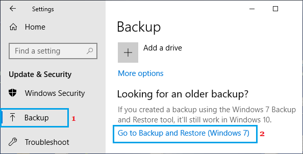 Откройте средство резервного копирования и восстановления Windows.