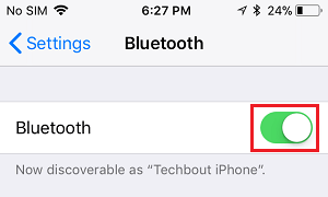Включить Bluetooth на iPhone
