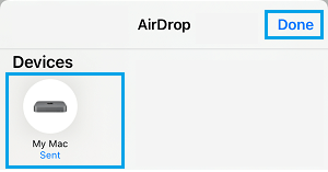 Выберите устройство приема AirDrop на iPhone