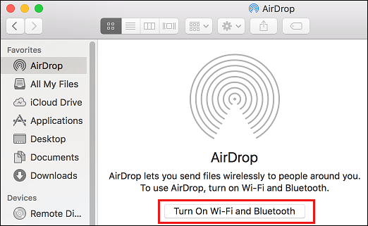 Включите Wi-Fi и Bluetooth, чтобы AirDrop работал на Mac